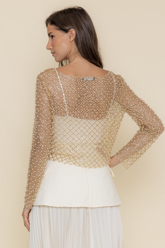 Pearl Essence Mesh Top