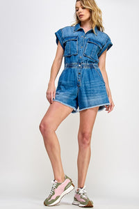 Street Style Denim Romper