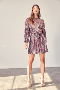 Pink Holiday Sequin Dress