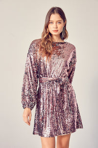 Pink Holiday Sequin Dress